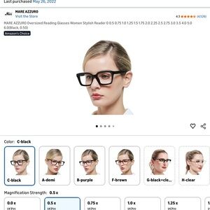 Mare Azzuro Oversized Blue Light  Reading Glasses 0.75 diopters